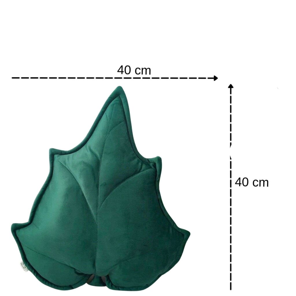 Zielona poduszka dekoracyjna liść brzozy ręcznie szyta w Polsce