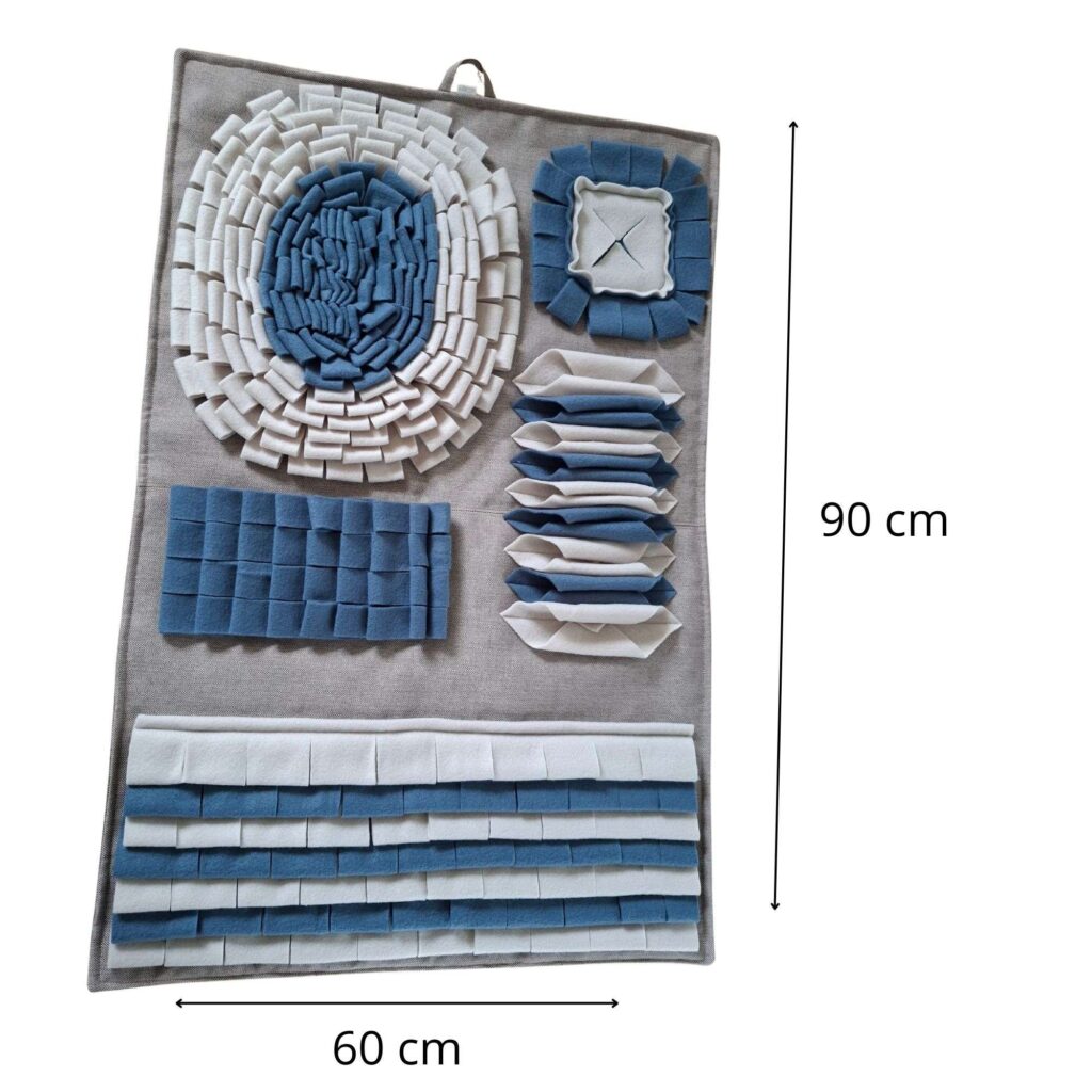 Niebiesko-szara mata spowalniająca jedzenie dla psa z antypoślizgowym spodem