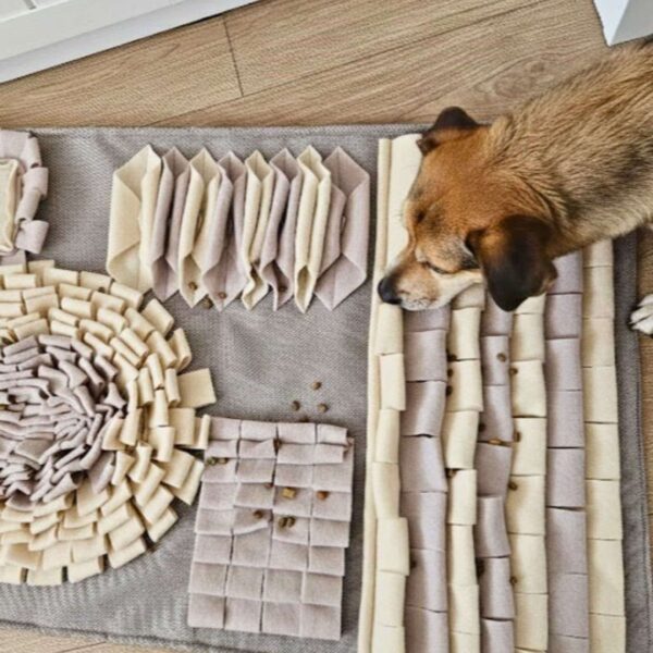 Duża beżowa mata węchowa dla psa 60x90 cm wzmacniająca koncentrację