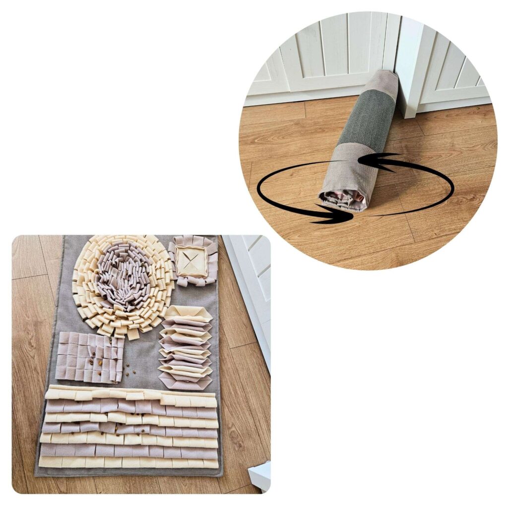 Duża beżowa mata węchowa dla psa 60x90 cm wzmacniająca koncentrację