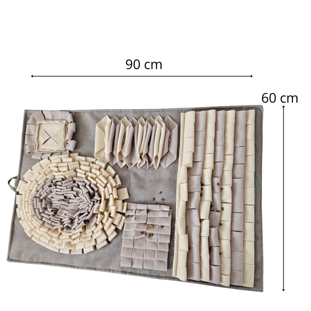 Duża beżowa mata węchowa dla psa 60x90 cm wzmacniająca koncentrację