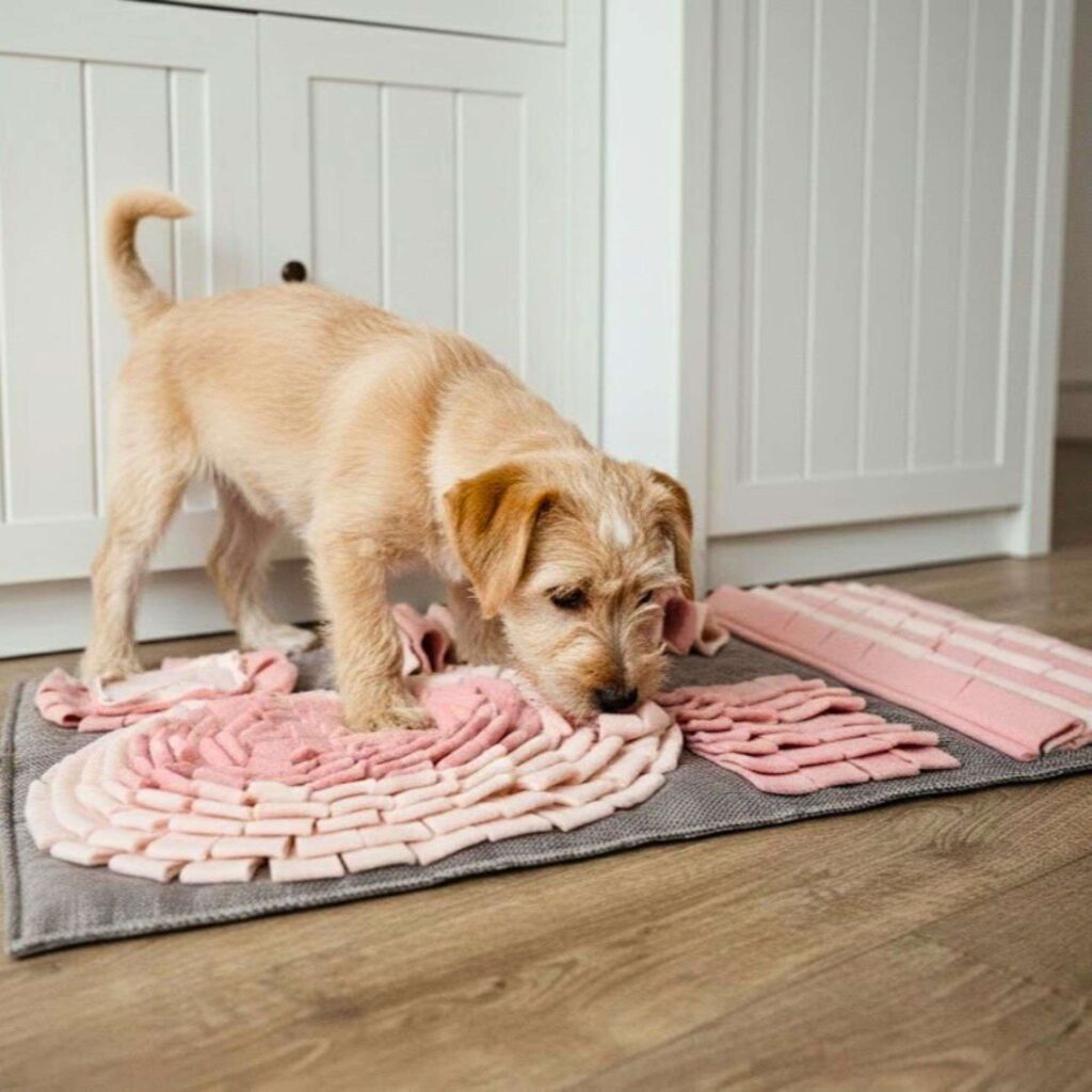 Różowa mata węchowa Olimagia dla psa rozmiar XL wykonana z polaru