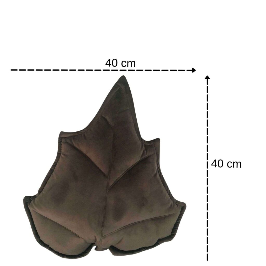 Zestaw 3 brązowych poduszek liści w kolorze czekoladowym, przytulne dekoracje jesienne z weluru