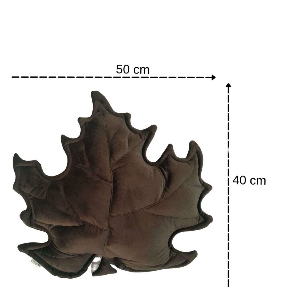 Zestaw 3 brązowych poduszek liści w kolorze czekoladowym, przytulne dekoracje jesienne z weluru
