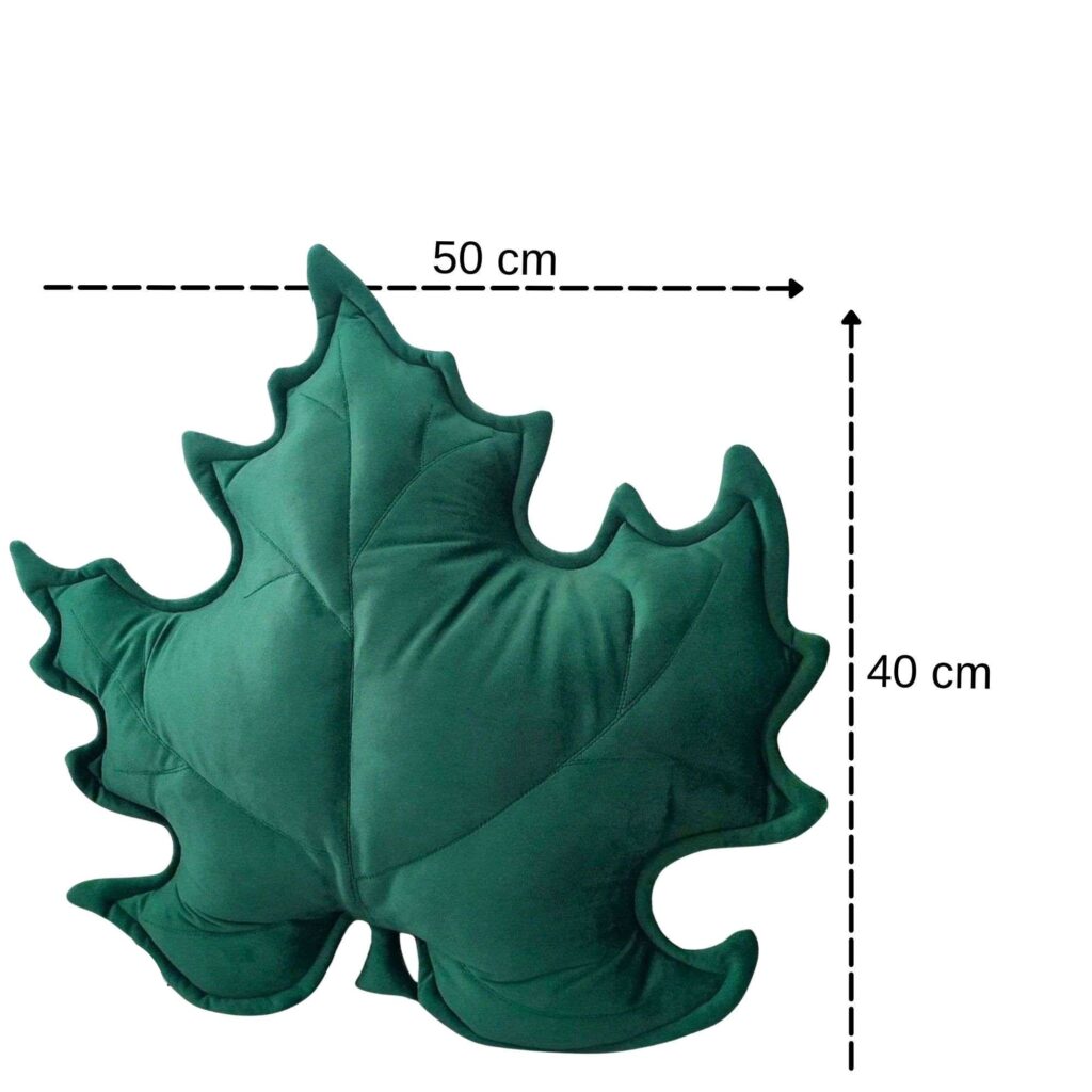 Komplet 3 zielonych poduszek ozdobnych liście z weluru, roślinne dodatki do salonu w stylu urban jungle.