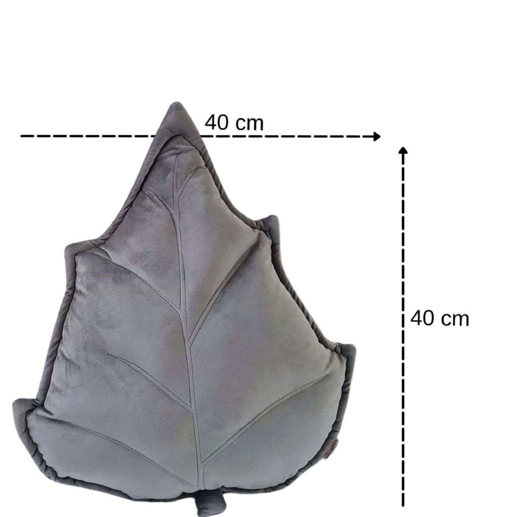 Srebrna poduszka dekoracyjna liść brzozy z połyskującego weluru